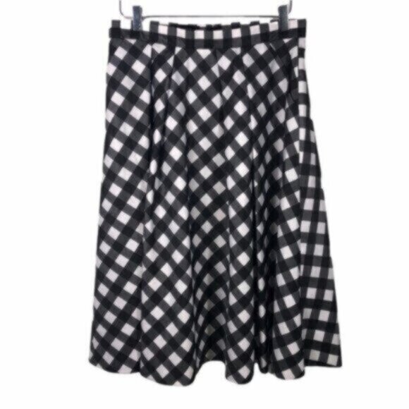 NWT Talbots | Black & White A-line Gingham Plaid Midi Skirt Size 10 - Picture 3 of 9